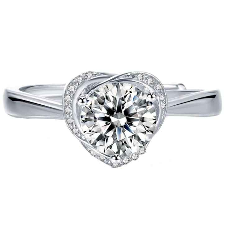 Lab-Created Moissanite Solitaire Ring In Sterling Silver 1.4ctw DEW