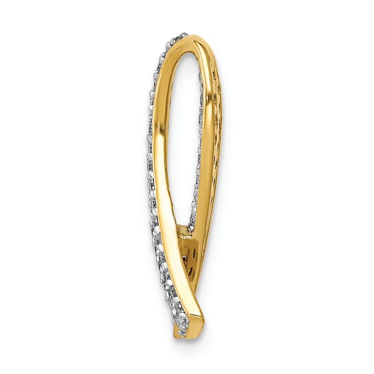 14k Yellow Gold and Rhodium Over 14k Yellow Gold Diamond Awareness Pendant