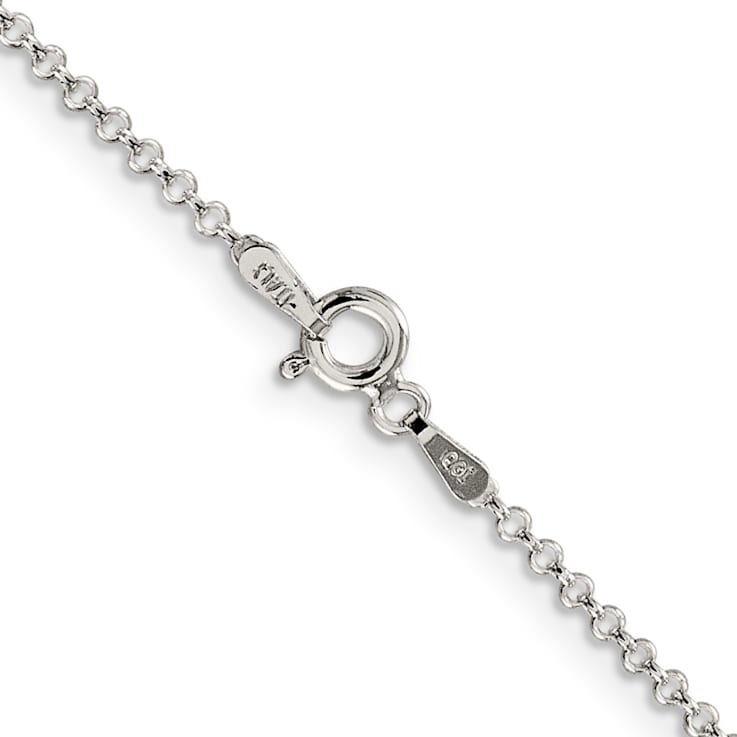 Rhodium Over Sterling Silver 1.5mm Rolo Chain with 2 Inch Extension Necklace