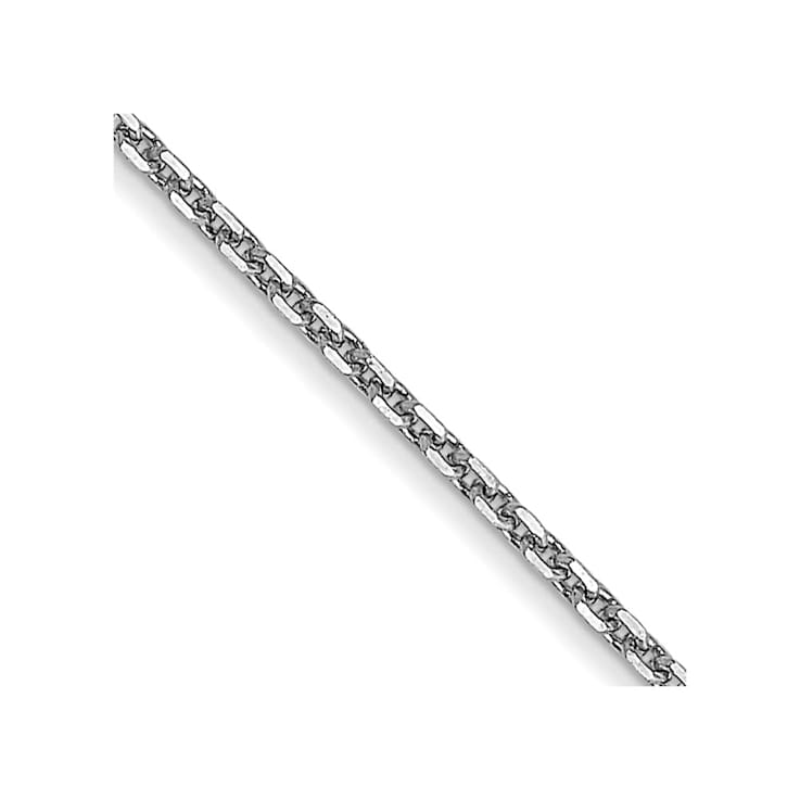 14k White Gold 0.95mm Solid Diamond Cut Cable Chain 24 Inches
