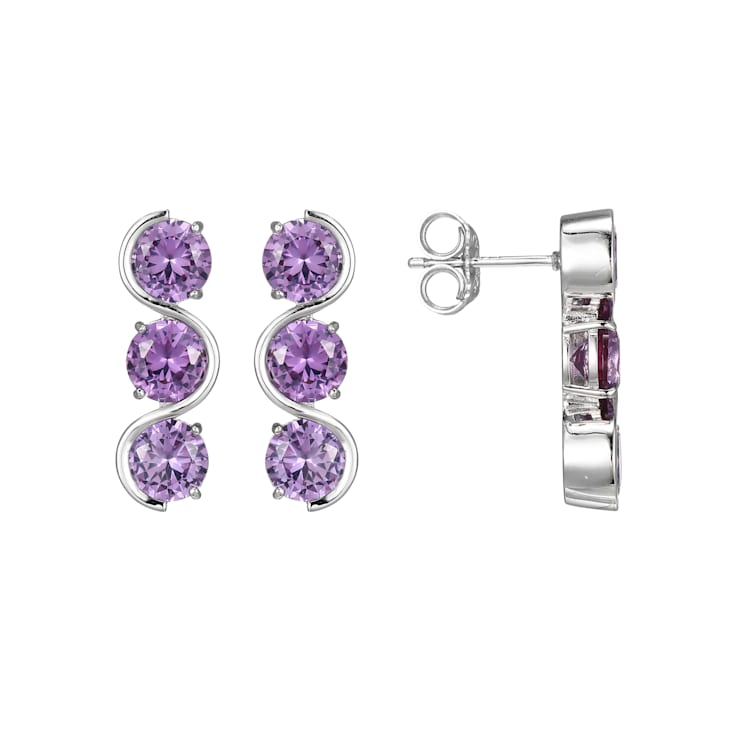 Lab Created Alexandrite Sapphire Platinum Over Silver June Birthstone
Earrings 4.90ctw
