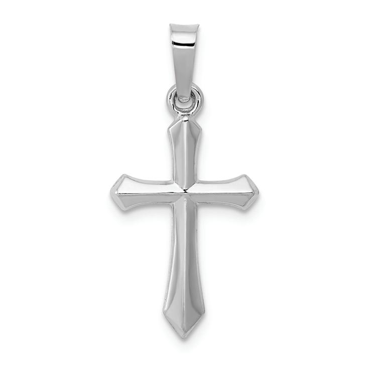 Rhodium Over 14k White Gold Polished Cross Pendant