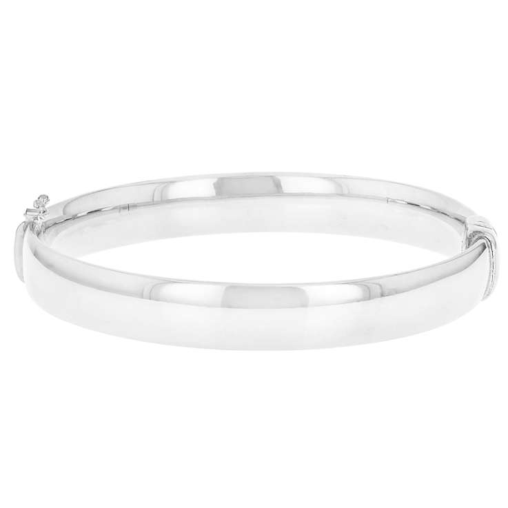 Classic Polished Hinged Bangle In Sterling Silver