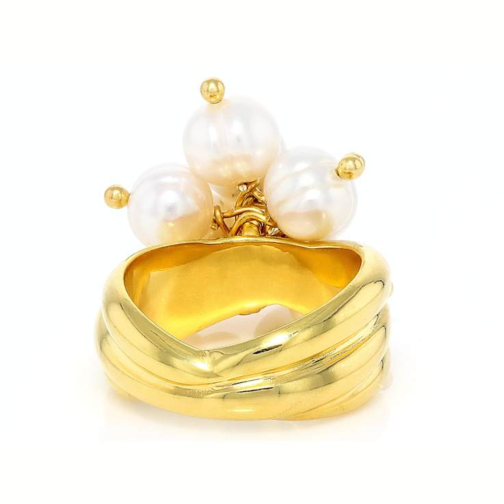 Freshwater Pearl Cluster Ring In 18K Gold Over Bronze