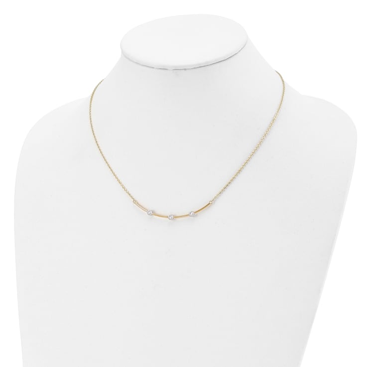 14K Two-tone Diamond-cut Bar Necklace