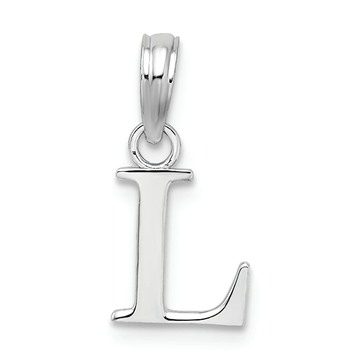 Sterling Silver Polished Block Initial -L- Pendant