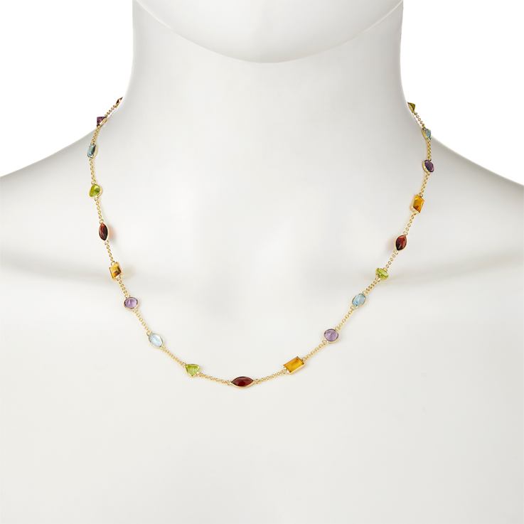 Multi-Gem 14k Yellow Gold 18" Necklace 11.05ctw