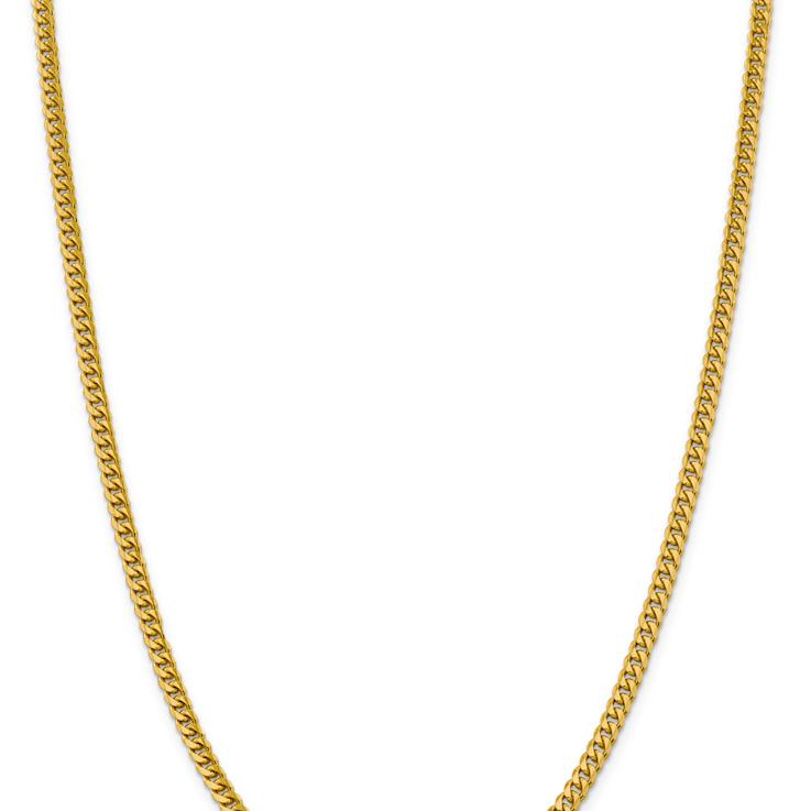 14k Yellow Gold 4.25mm Solid Miami Cuban 18 Inch Chain