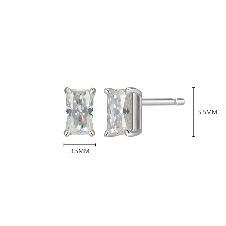 Emerald Cut Moissanite Platineve Stud Earrings 0.54ctw DEW
