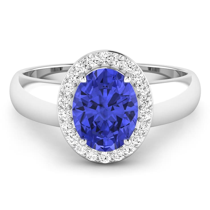 1.63ctw Violet Tanzanite and Diamond 14K White Gold Halo Ring