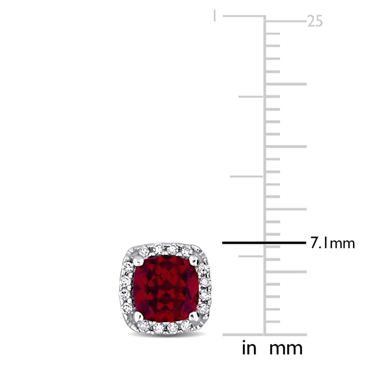 Garnet and Diamond 10K White Gold Earrings 1.36ctw