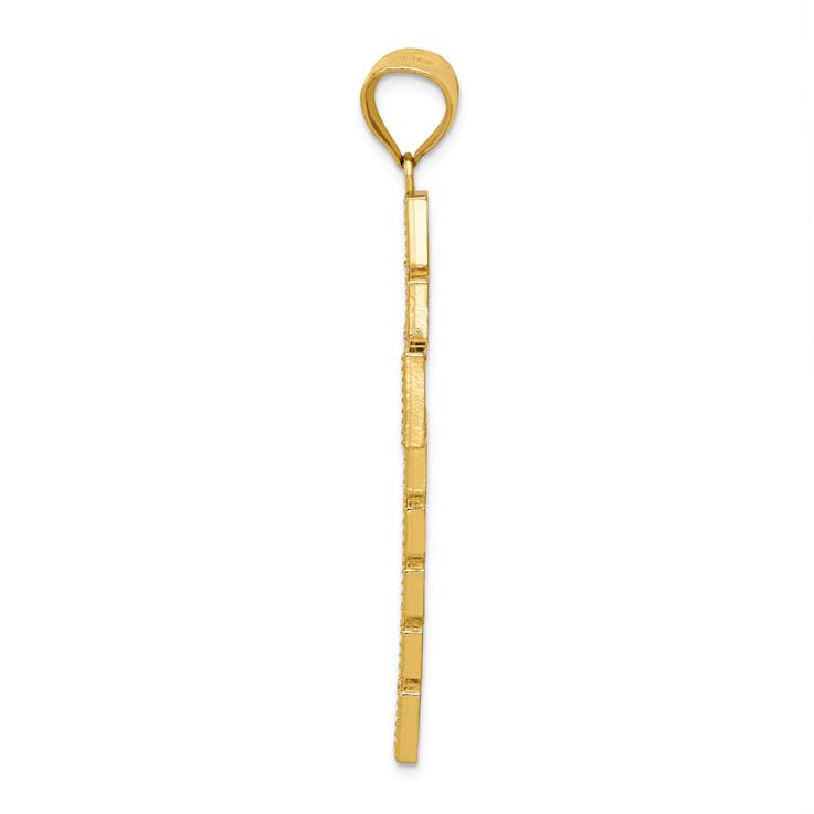 14k Two-tone Gold Textured Latin Cross Pendant