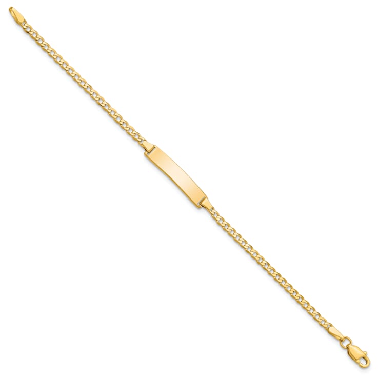 14k Yellow Gold Flat Curb Link ID Bracelet