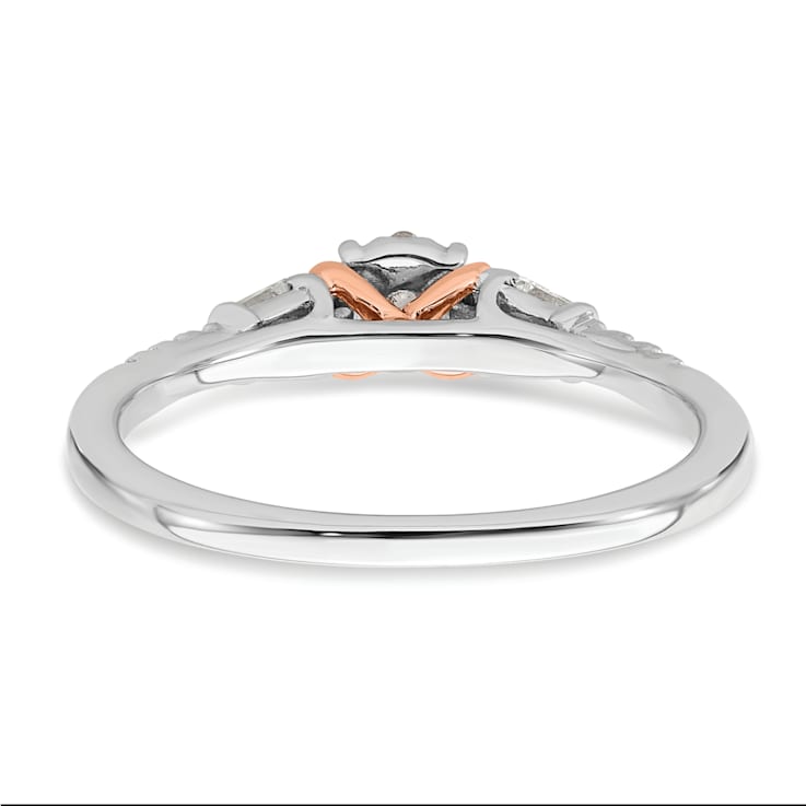 14K Two-tone White and Rose Gold Cluster Diamond Engagement Ring 0.11ctw