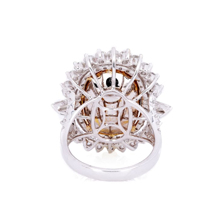 9.21 Ctw Yellow Sapphire and 2.50 Ctw Diamond Ring in 18K WG