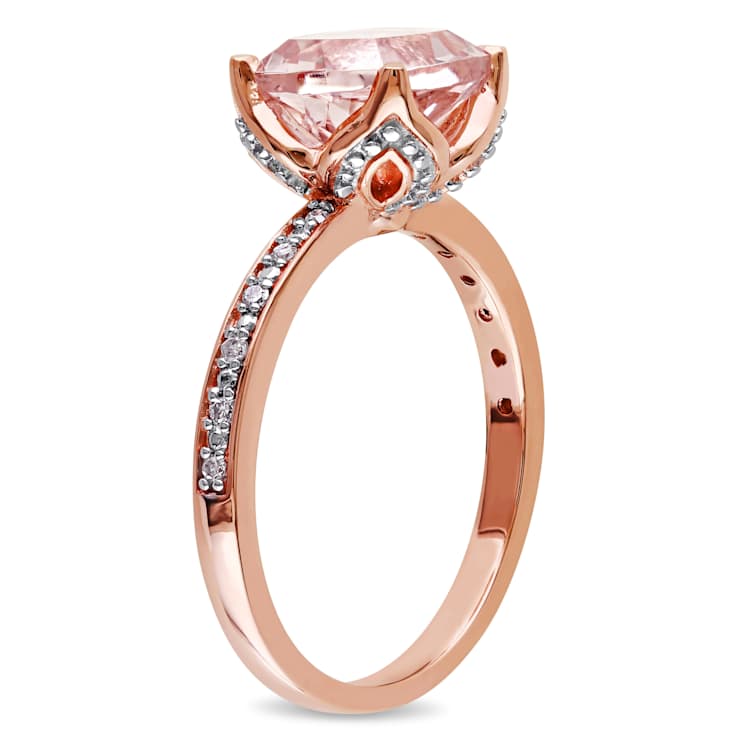 Morganite and Diamond 10K Rose Gold Ring 2.06ctw