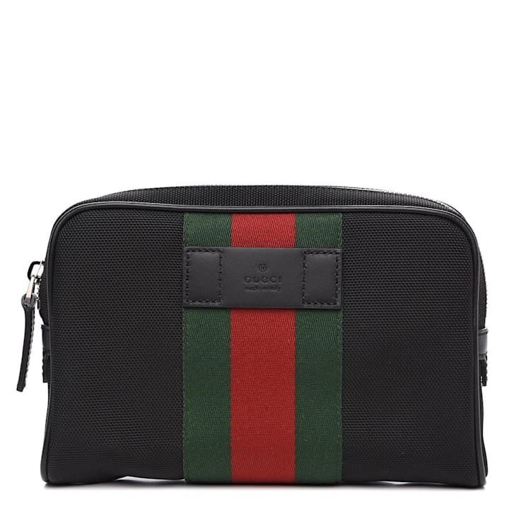 【売れ筋】 Leather Canvas Black Stripe Web Techno Gucci Trim Belt Waist リュック+バックパック