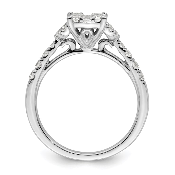 Rhodium Over 14K White Gold Lab Grown Diamond VS/SI GH, Cluster Ring 0.752ctw