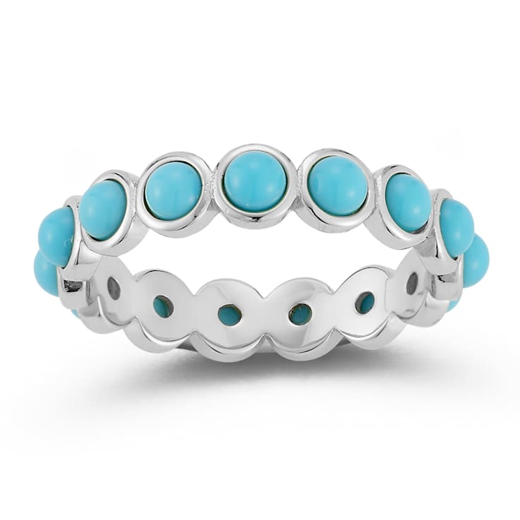 Rachel Zoe Lab-Created Turquoise Eternity Band Ring in Rhodium Over
Sterling Silver