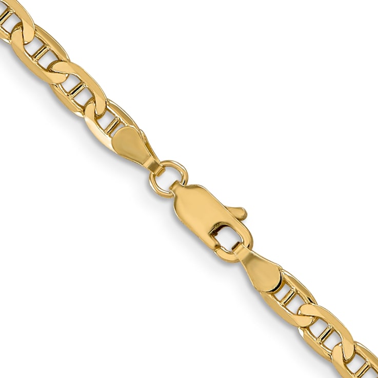 14k Yellow Gold 3.75mm Concave Mariner Chain 22 inch