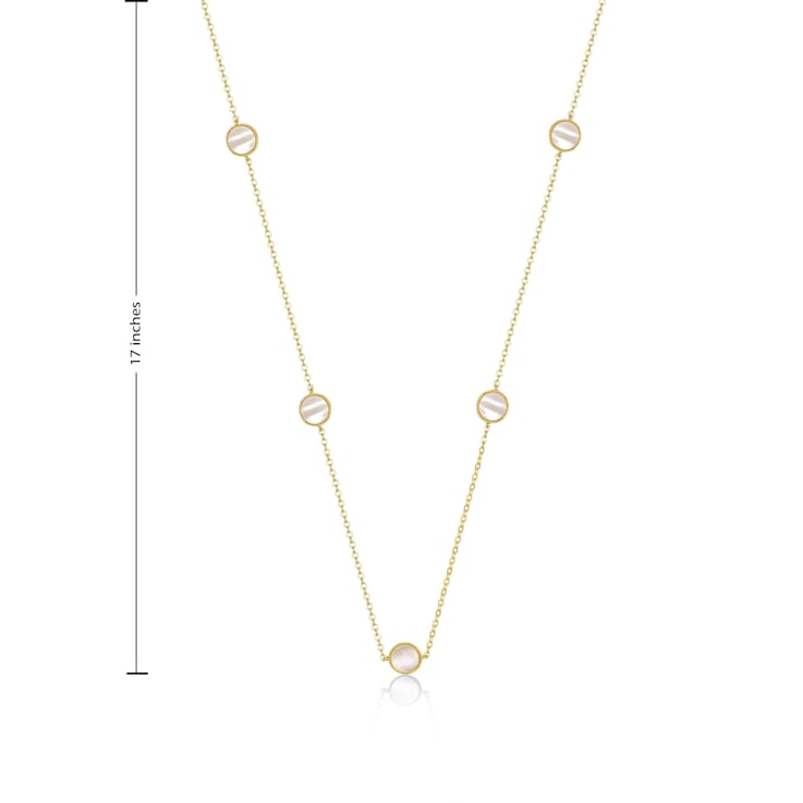 Mother-Of-Pearl Mariner Link Station Necklace In 14K Gold Over Sterling Silver