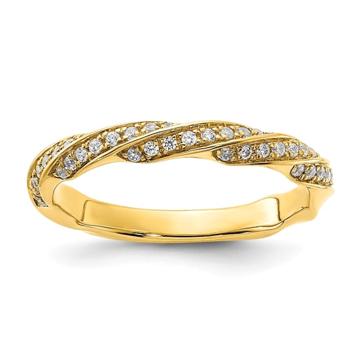 14K Yellow Gold Twisted Diamond Wedding Band 0.2ctw