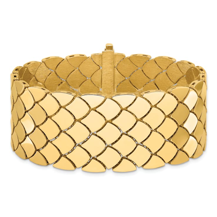 14K Yellow Gold Reversible Satin and Polished 24mm 7.25-inch Bracelet