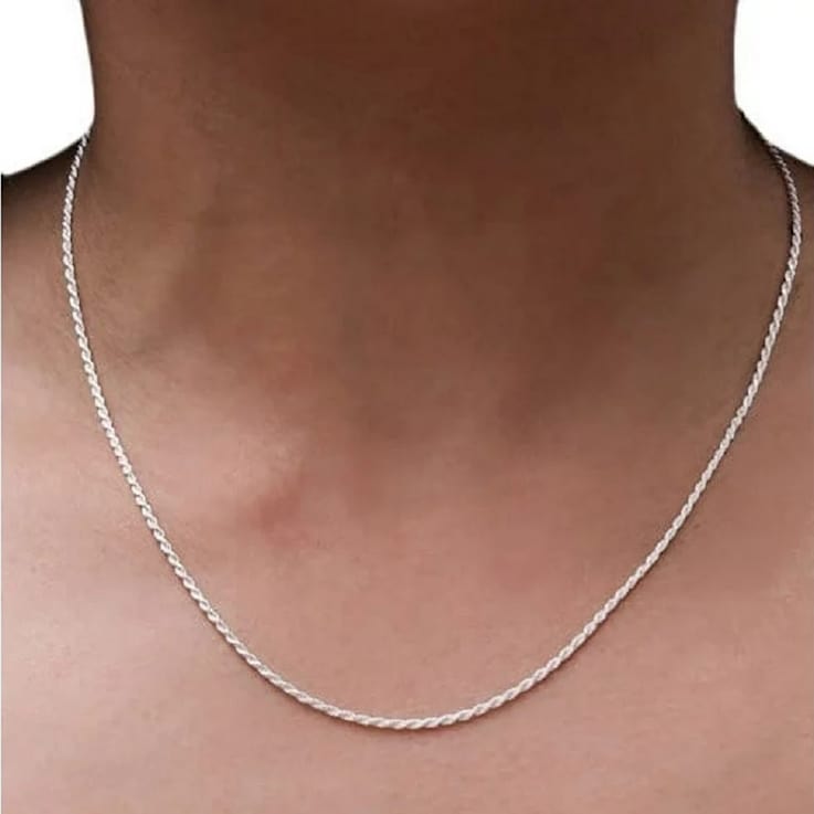 Sterling Silver Rope 1MM Chain Necklace - 22"