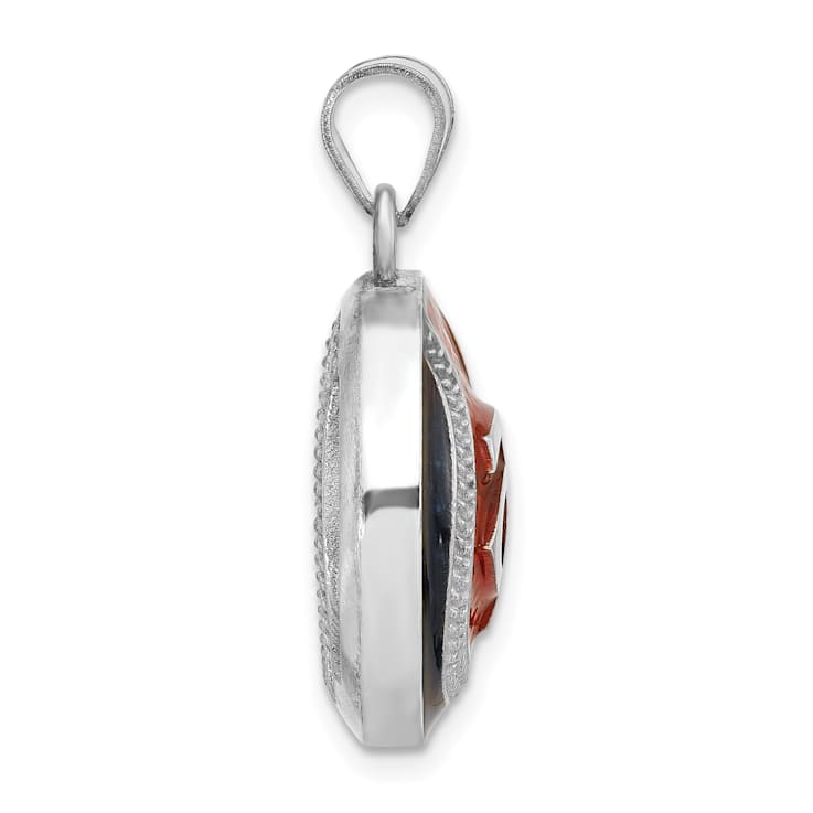 Rhodium Over Sterling Silver MLB LogoArt Minnesota Twins Enameled Pendant