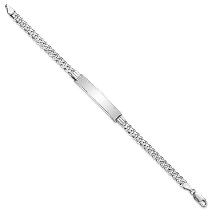 Rhodium Over 14k White Gold Flat Curb Link ID Bracelet