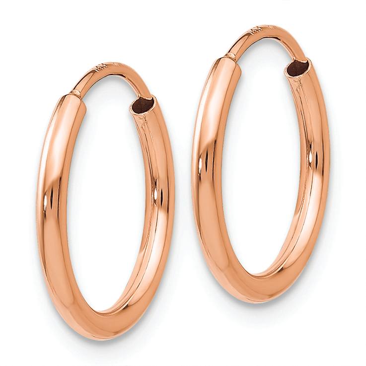 14k Rose Gold Polished 9/16" Endless Tube Hoop Earrings