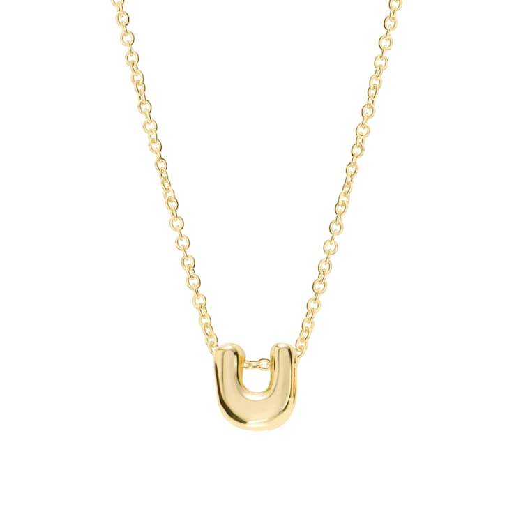 CZ Initial U Tennis Necklace And Pendant Set In 14K Gold Over Brass 4.05ctw