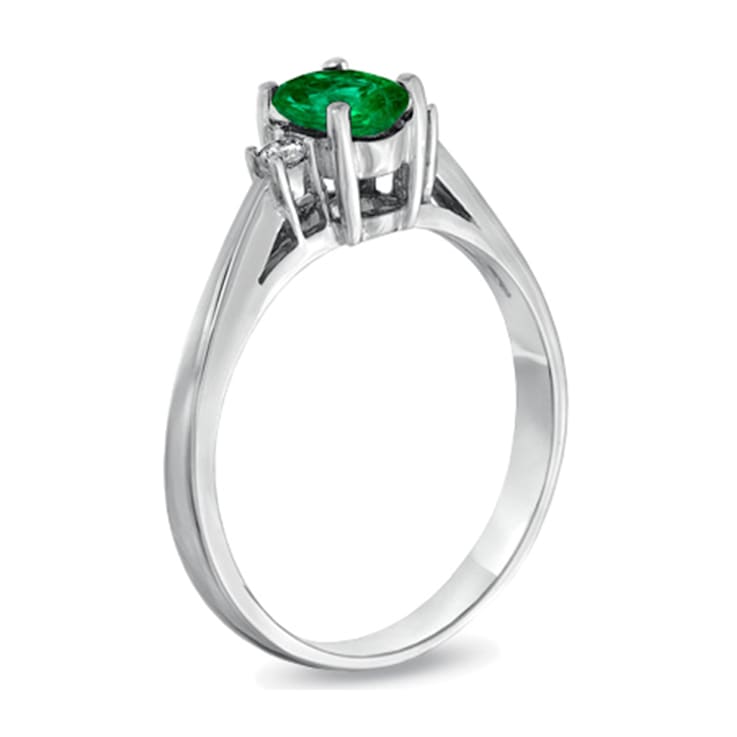 0.45cttw Emerald and Diamond Ring in 14k White Gold