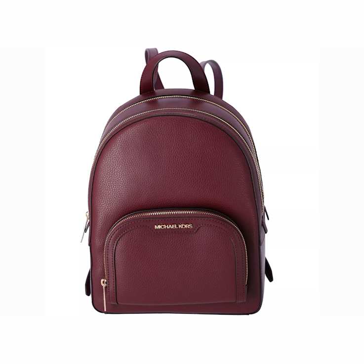 Michael Kors Jaycee Medium Leather Zip Pocket Backpack in Oxblood