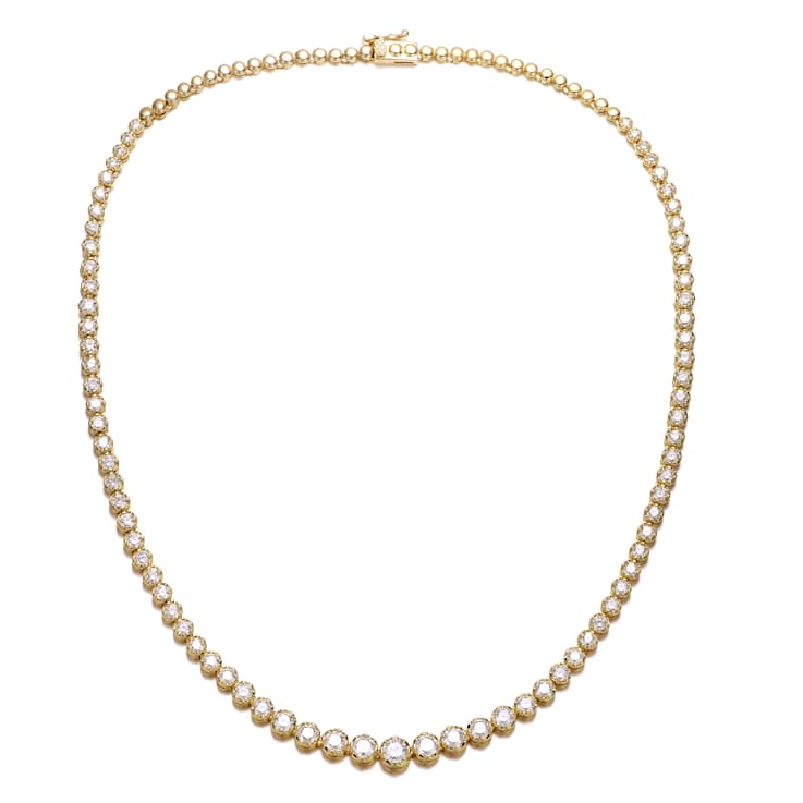 CZ Graduated Tennis Necklace In 14K Gold Over Sterling Silver