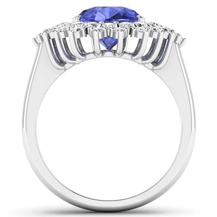 3.86ctw Violet Tanzanite and Diamond 14K White Gold Halo Ring