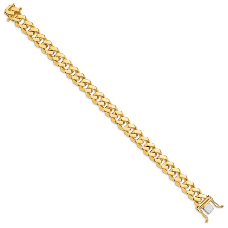 10k Yellow Gold and 10k White Gold 10mm Hand-polished Fancy Curb Link Bracelet