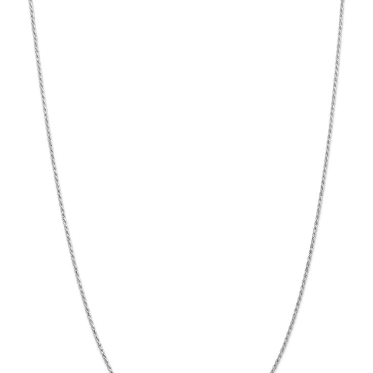 Rhodium Over 14k White Gold 1.30mm Solid Diamond-Cut Rope 24 Inch Chain