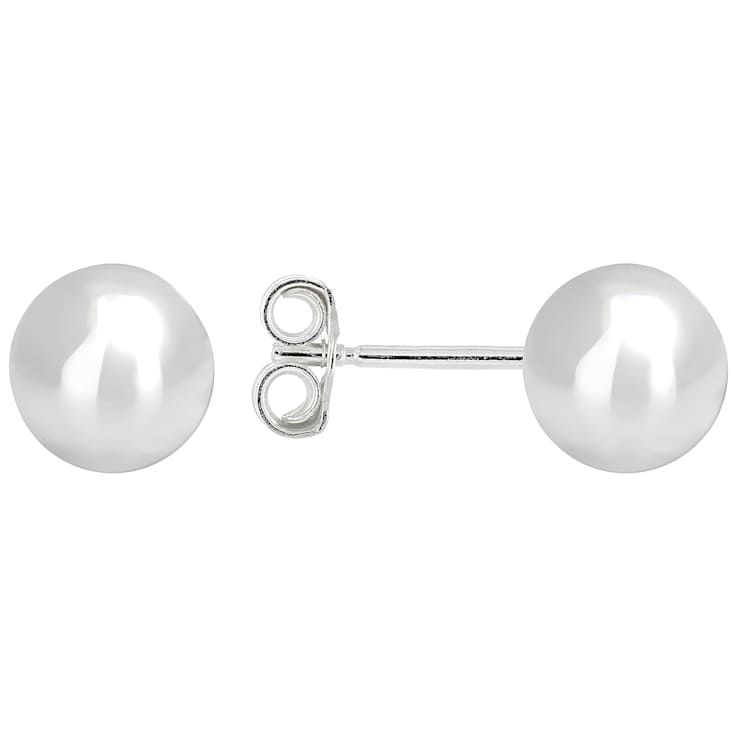 Large Sterling Silver Ball Stud Earrings 8mm In Sterling Silver