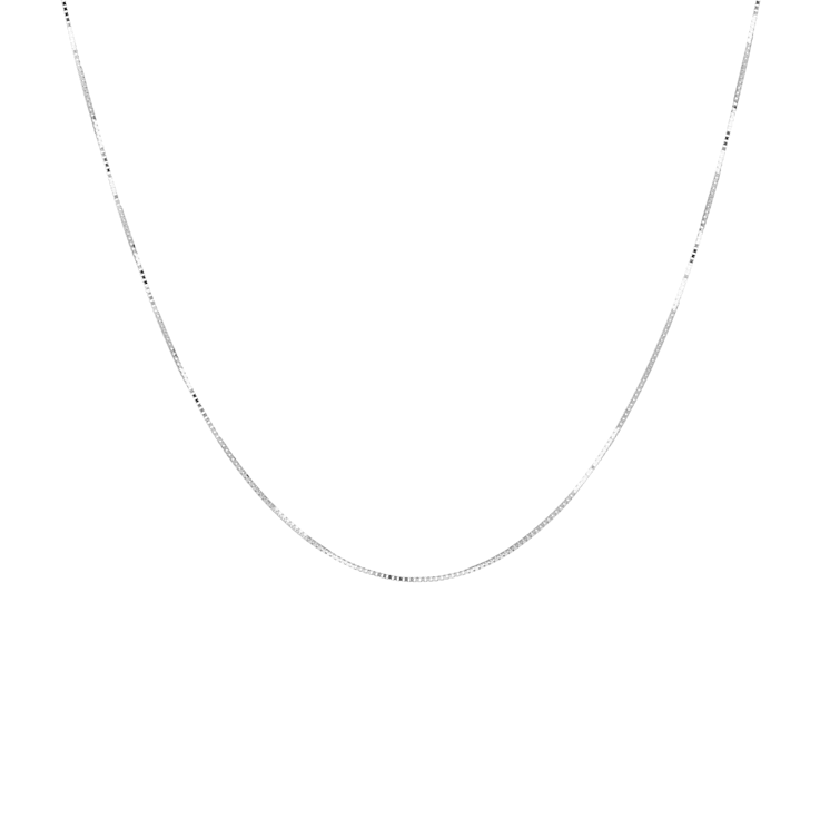 10K White Gold Fine Box 16 Inch Chain Necklace