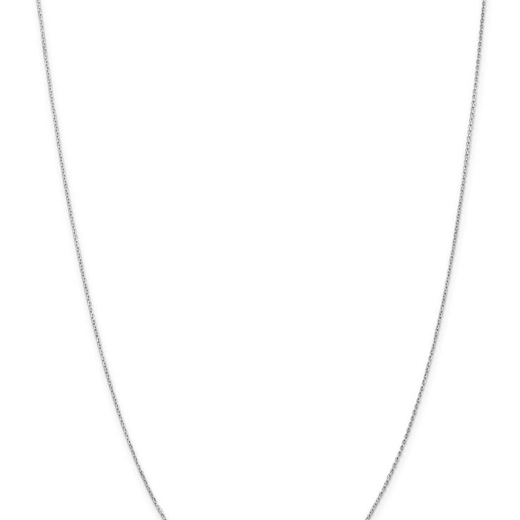 Rhodium Over 14k White Gold 0.8mm Solid Diamond-Cut Cable 14 Inch Chain
