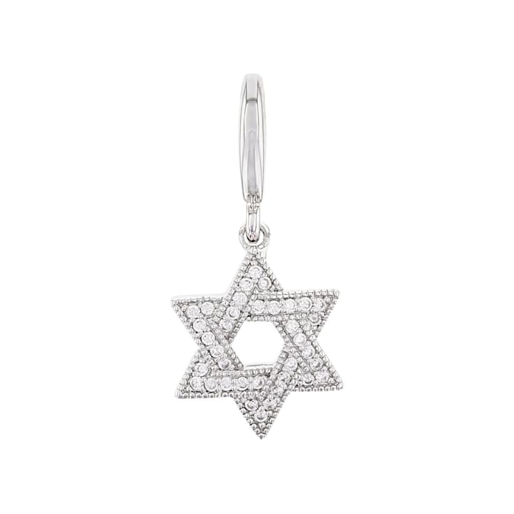 White Cubic Zirconia Platineve Over Sterling Silver Star Of David Charm 0.18ctw