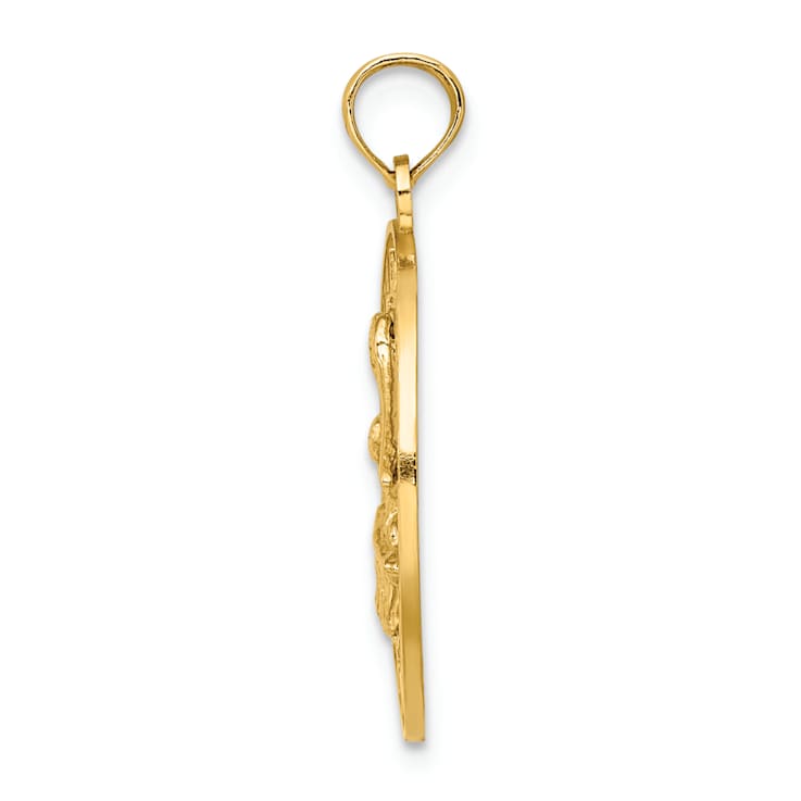 14k Yellow Gold Textured Lauderdale-By-The-Sea Fl with Pelican Pendant