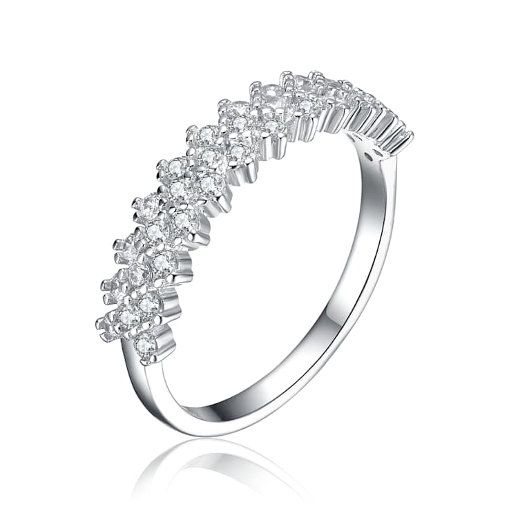 CZ Three-Row Band Ring In Sterling Silver