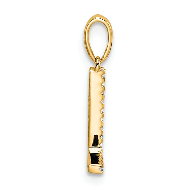 14k Yellow Gold Diamond Letter L Initial Pendant