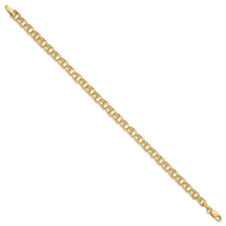 10k Yellow Gold 4.5mm Diamond-Cut Double Link Charm Bracelet