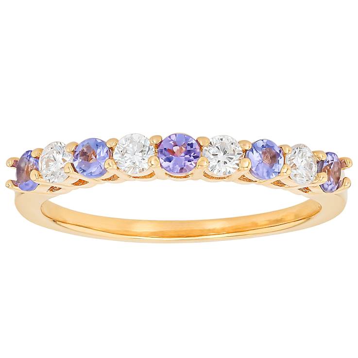 Tanzanite And Lab-Grown White Diamond Ring In 18K Gold Over Sterling
Silver 0.56ctw