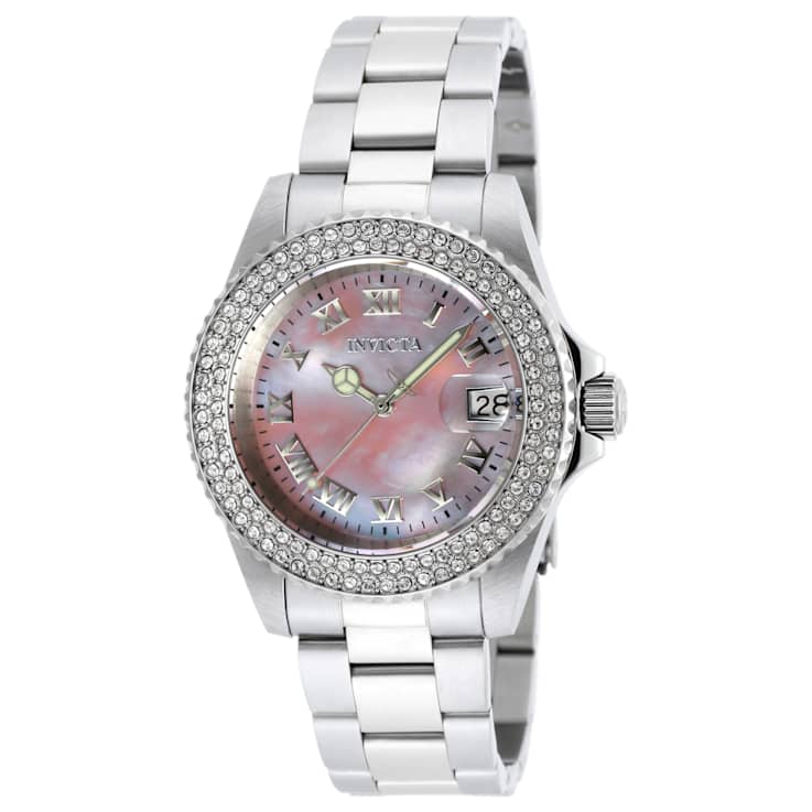 Invicta Angel 40mm Pink Dial Stainless Steel Quartz Watch