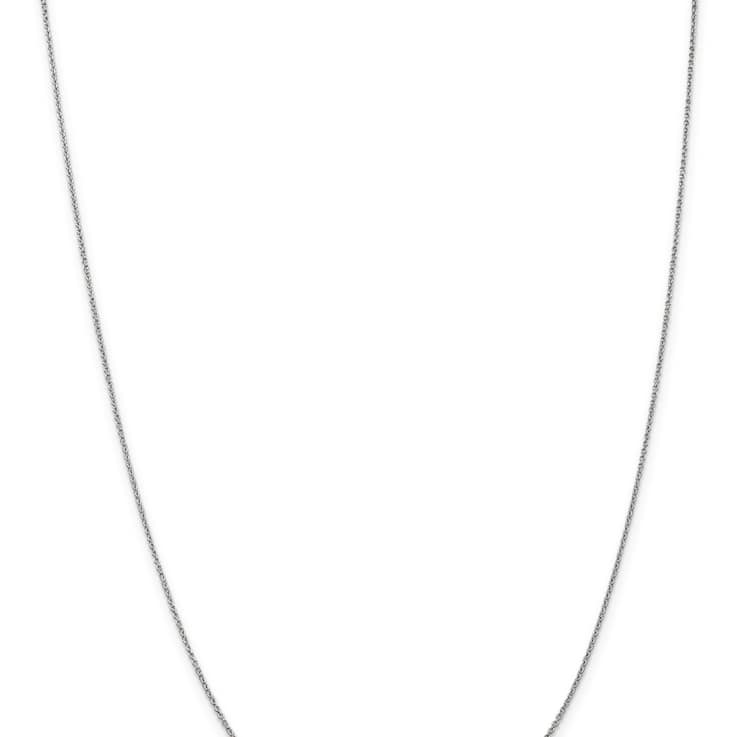 Rhodium Over 10k White Gold 0.9mm Solid Cable 18 Inch Chain