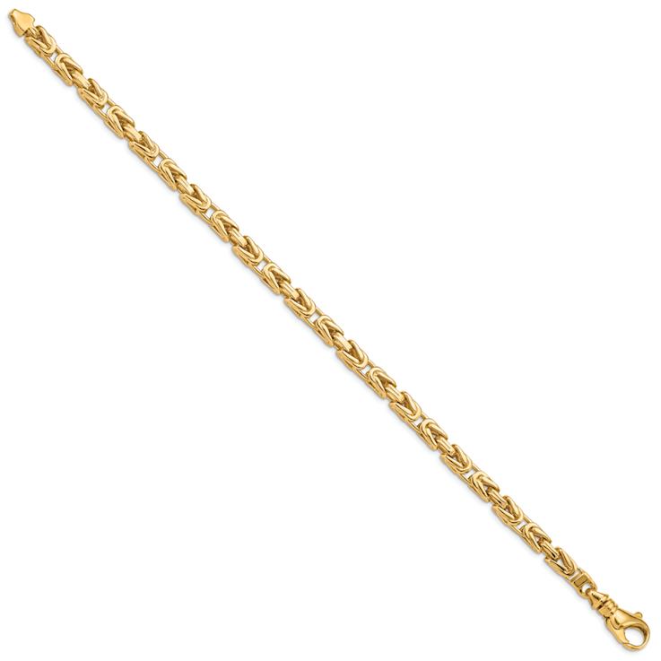 14k Yellow Gold 4.9mm Hand-Polished Byzantine Link Bracelet